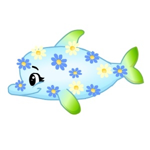 Cute Aqua Floral Dolphin